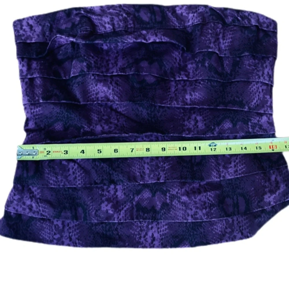 White House Black Market Purple Black Snake Print Bustier Top 12 EUC - Picture 9 of 9